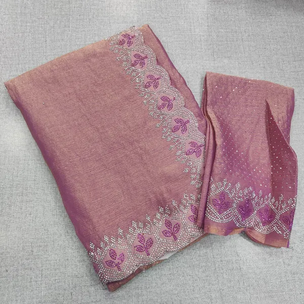 Fendy space silk saree with Double Stone work | SR235